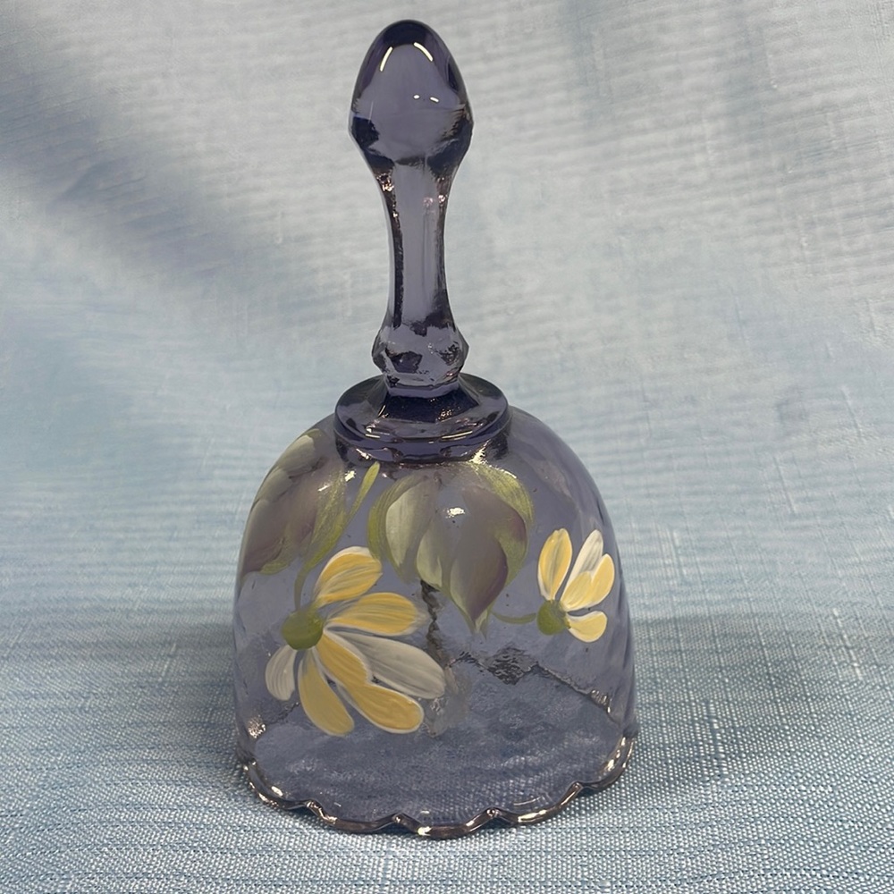 Fenton purple/lavender Diamond Optic Bell ~ Hand Painted/Signed